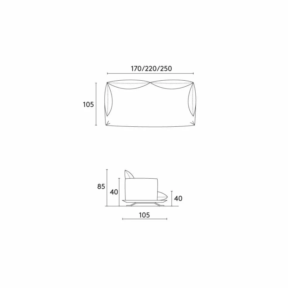 Design canapea Modern Shita piele, 170, 220 sau 250 cm Viadurini