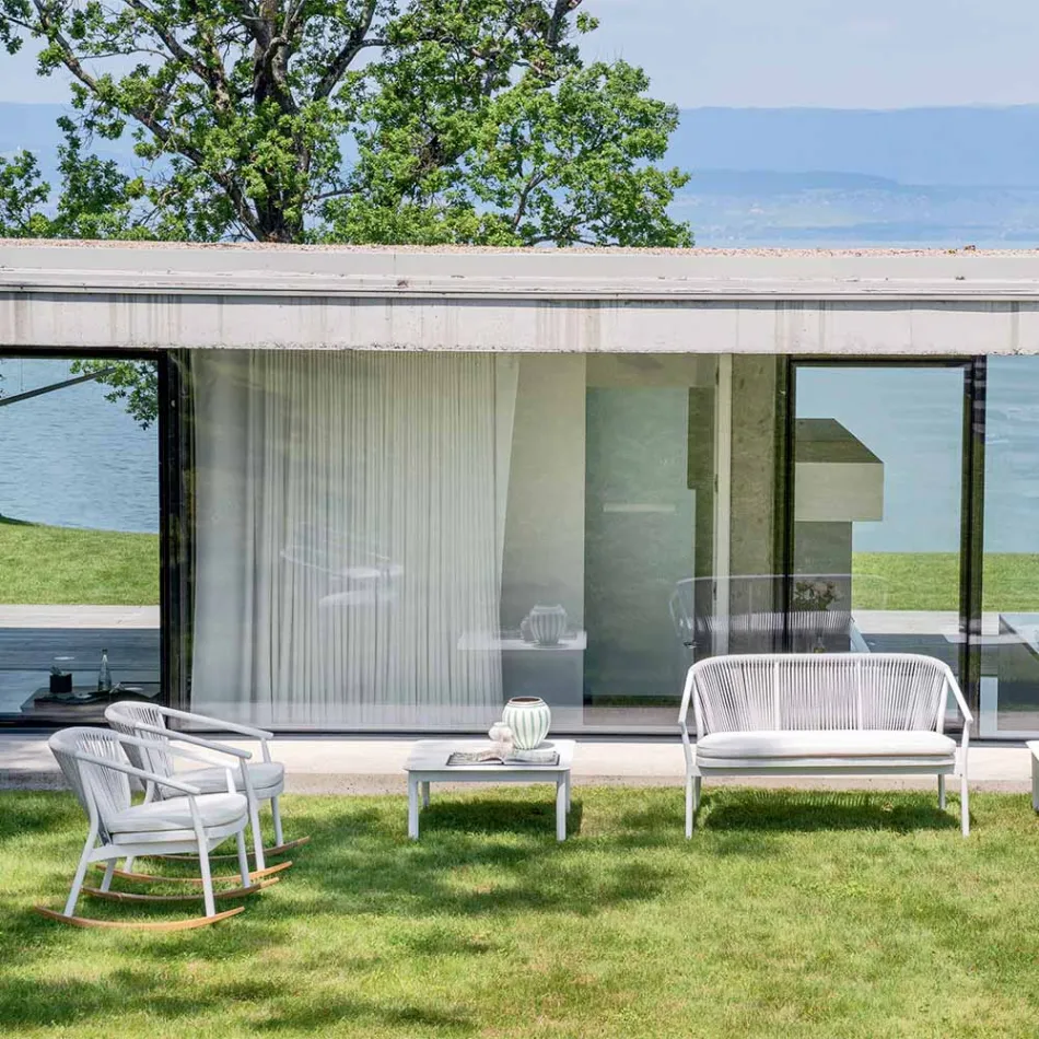 Canapea de grădină din două locuri, din aluminiu și țesătură - Smart By Varaschin Viadurini