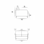 Canapea cu două locuri, design modern, L.145 cm, piele ecologică / țesătură Erica Viadurini