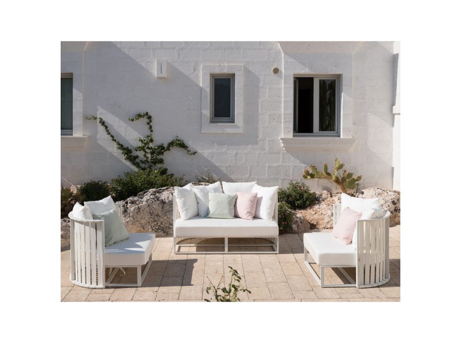 Canapea de exterior 2 locuri din aluminiu cu funii Design de lux 3 finisaje - Julie Viadurini