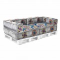 Canapea etnică cu două locuri căptușită în material patchwork și lemn - fibră
