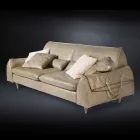 din lemn masiv si canapea de piele cu cotiere Eva pentru obiecte Viadurini