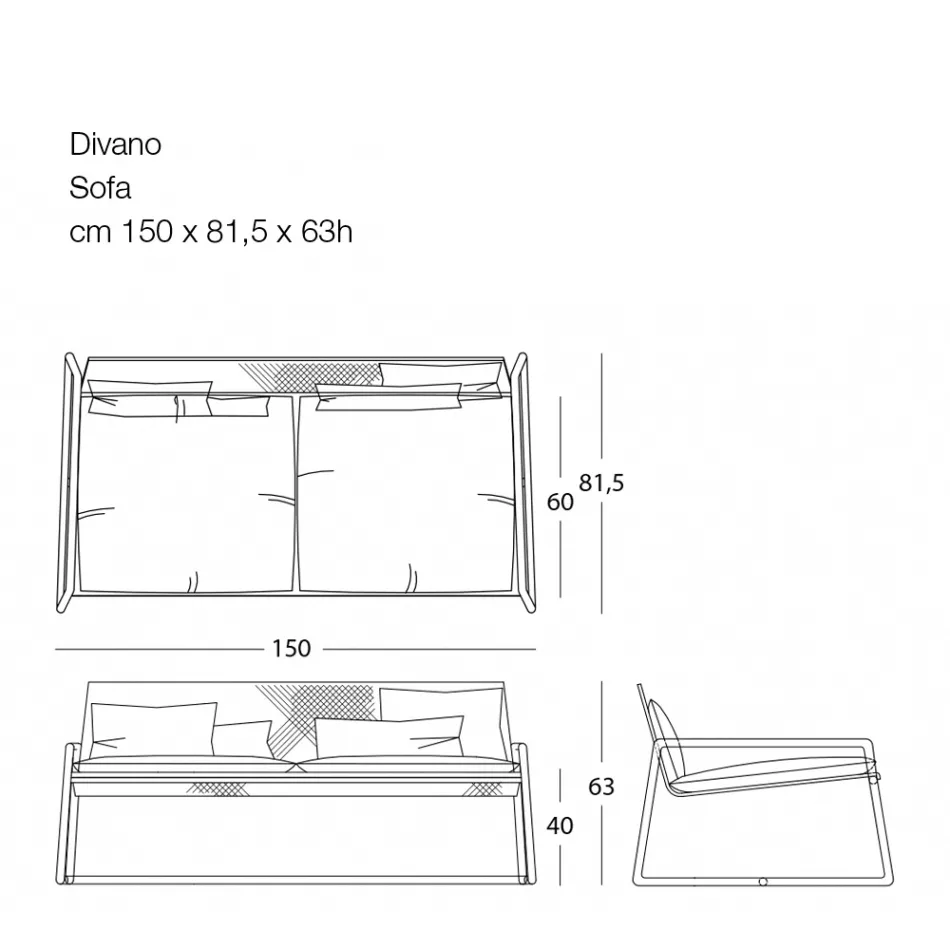 Canapea metalica pentru gradina moderna de inalta calitate Made in Italy - Karol Viadurini