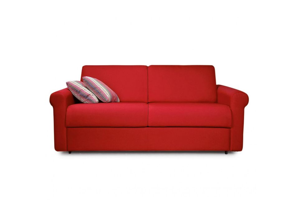 Canapea extensibilă cu 2 sau 3 locuri din țesătură roșie detașabilă Made in Italy - Geneviev Viadurini