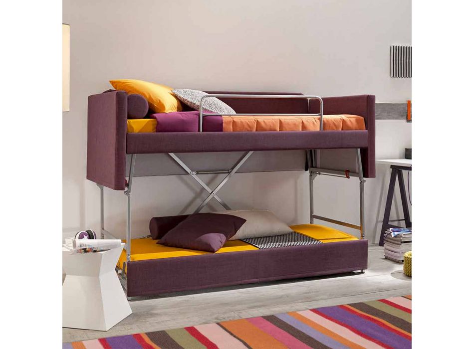 Canapea cu pat supraetajat design, acoperită din țesătură Made in Italy - Gretel Viadurini