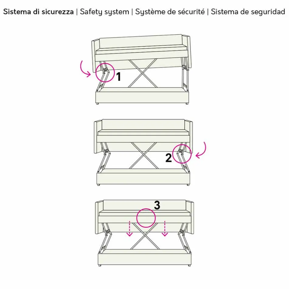 Canapea cu pat supraetajat design, acoperită din țesătură Made in Italy - Gretel Viadurini