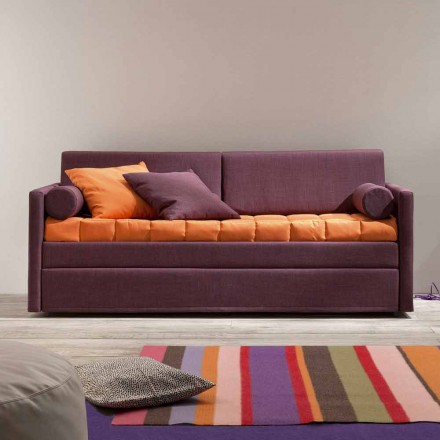 Canapea cu pat supraetajat design, acoperită din țesătură Made in Italy - Gretel Viadurini