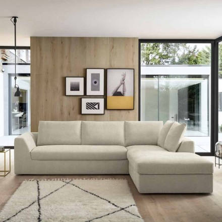 Canapea extensibilă de colț design din țesătură bej Fabricat în Italia - Ortensia Viadurini