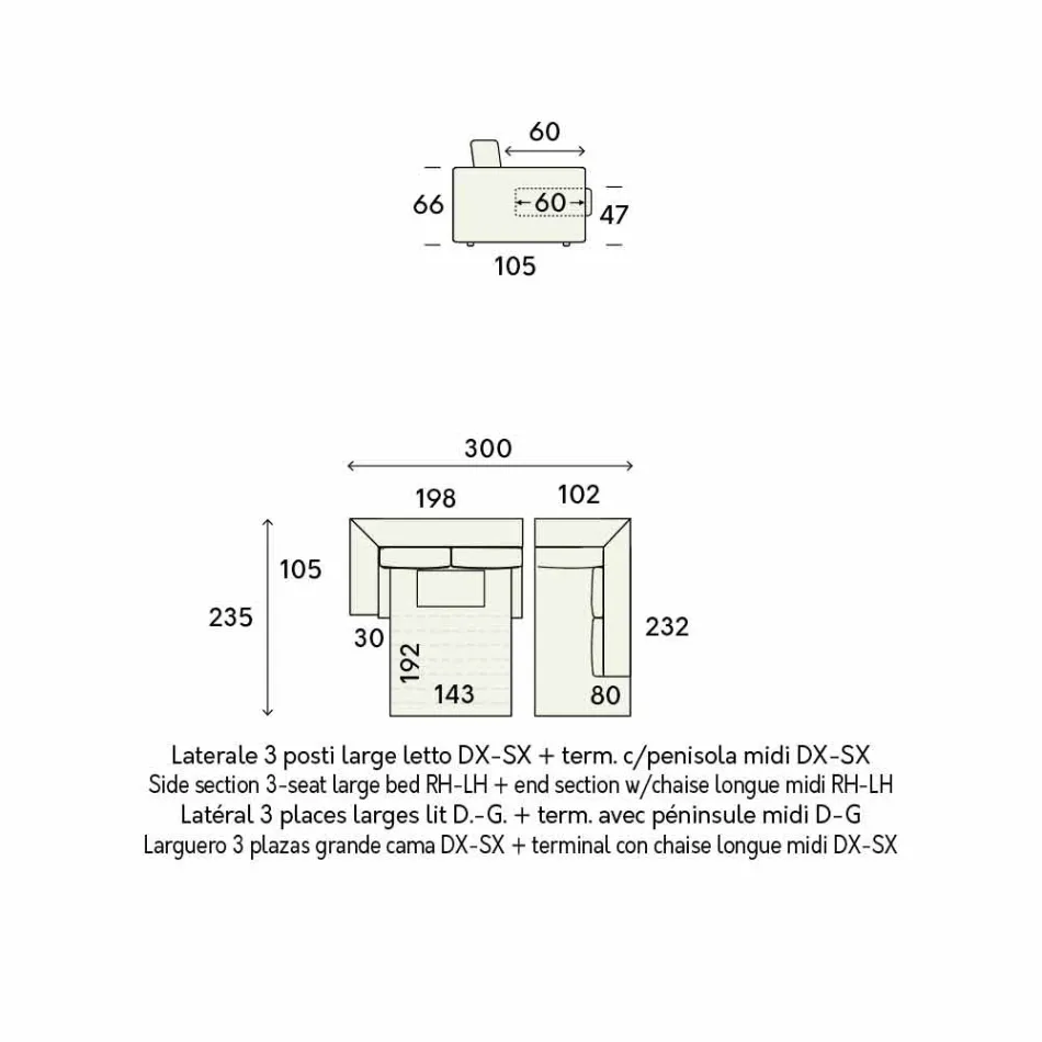 Canapea extensibilă de colț design din țesătură bej Fabricat în Italia - Ortensia Viadurini
