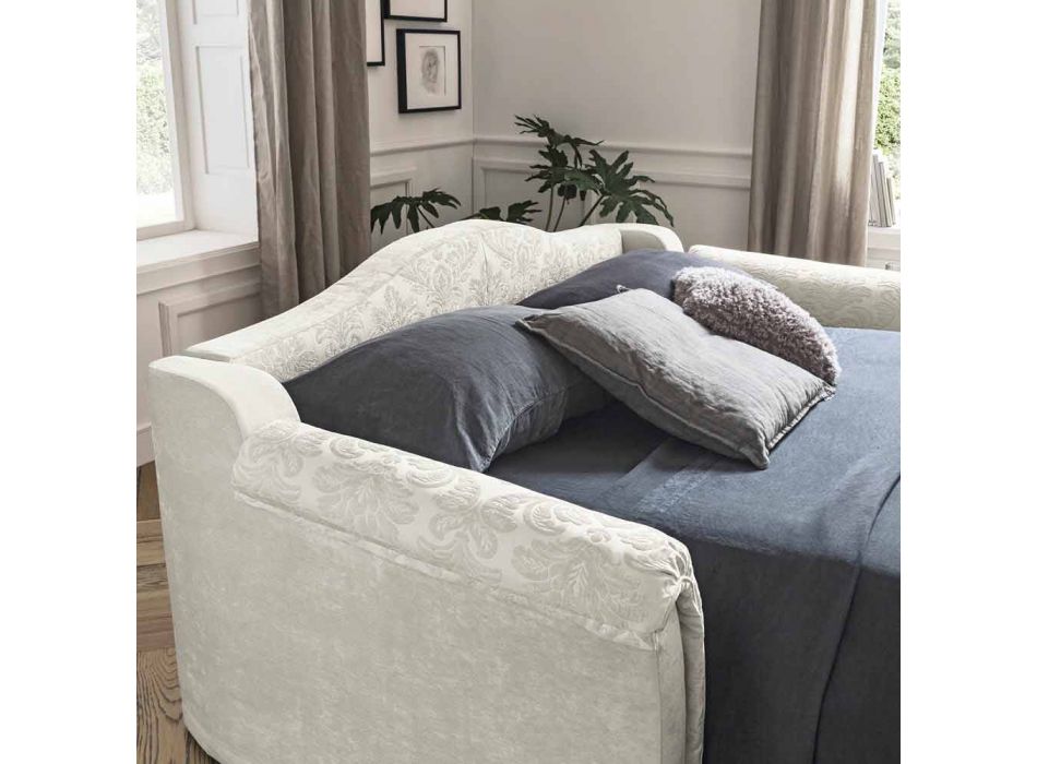 Canapea extensibilă din stofă cu detalii Arabescato Made in Italy - Gigliola Viadurini