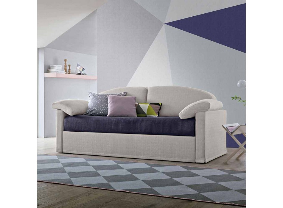 Canapea extensibilă modernă tapițată în țesătură bicoloră Made in Italy - Kayla Viadurini