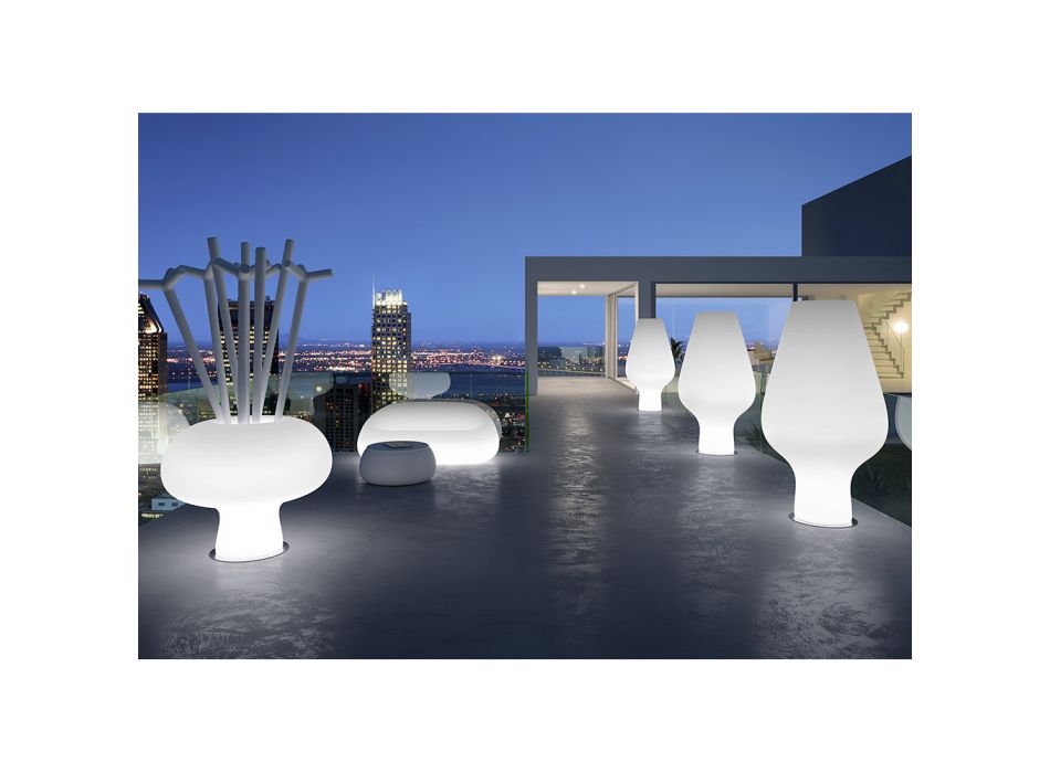 Canapea luminoasă de exterior cu lumină LED din polietilenă Made in Italy - Ervin Viadurini