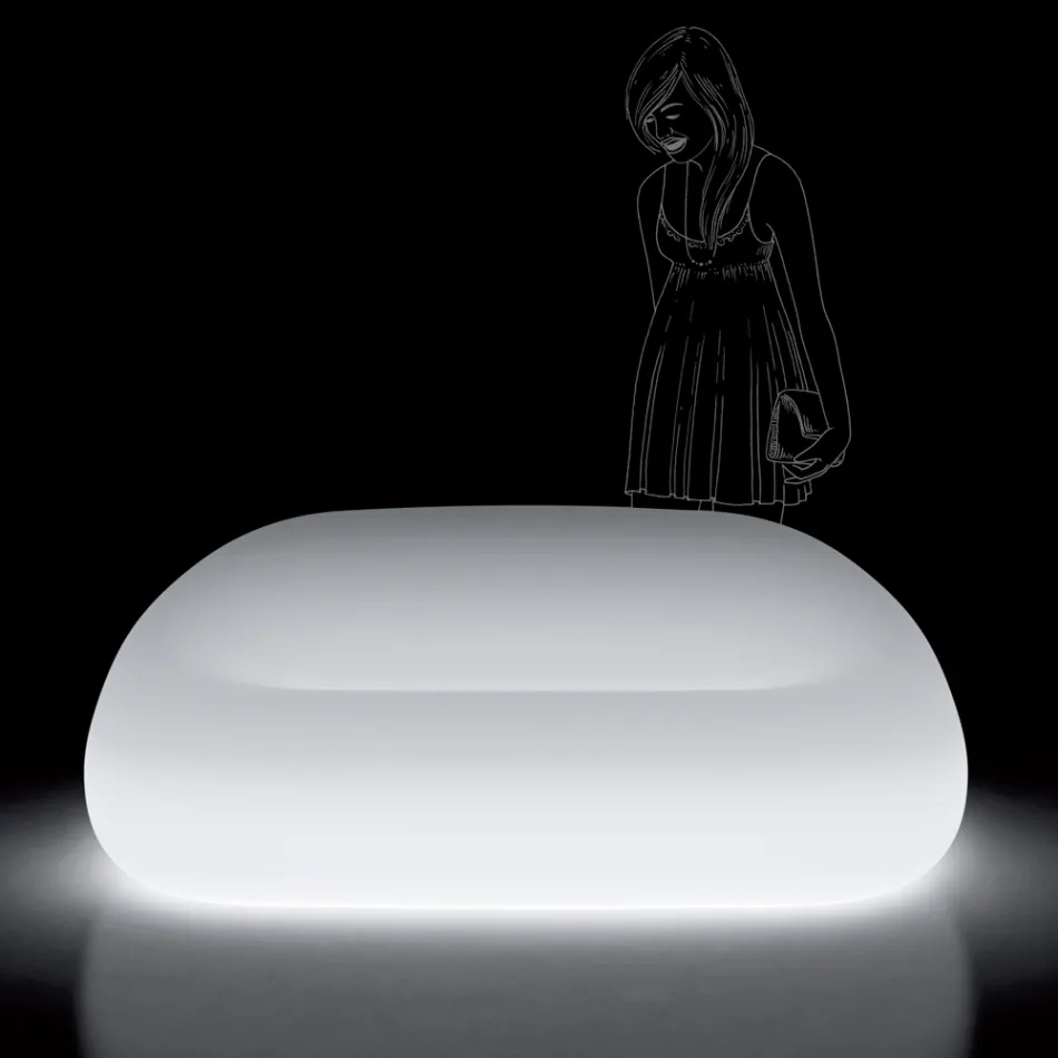 Canapea luminoasă de exterior cu lumină LED din polietilenă Made in Italy - Ervin Viadurini