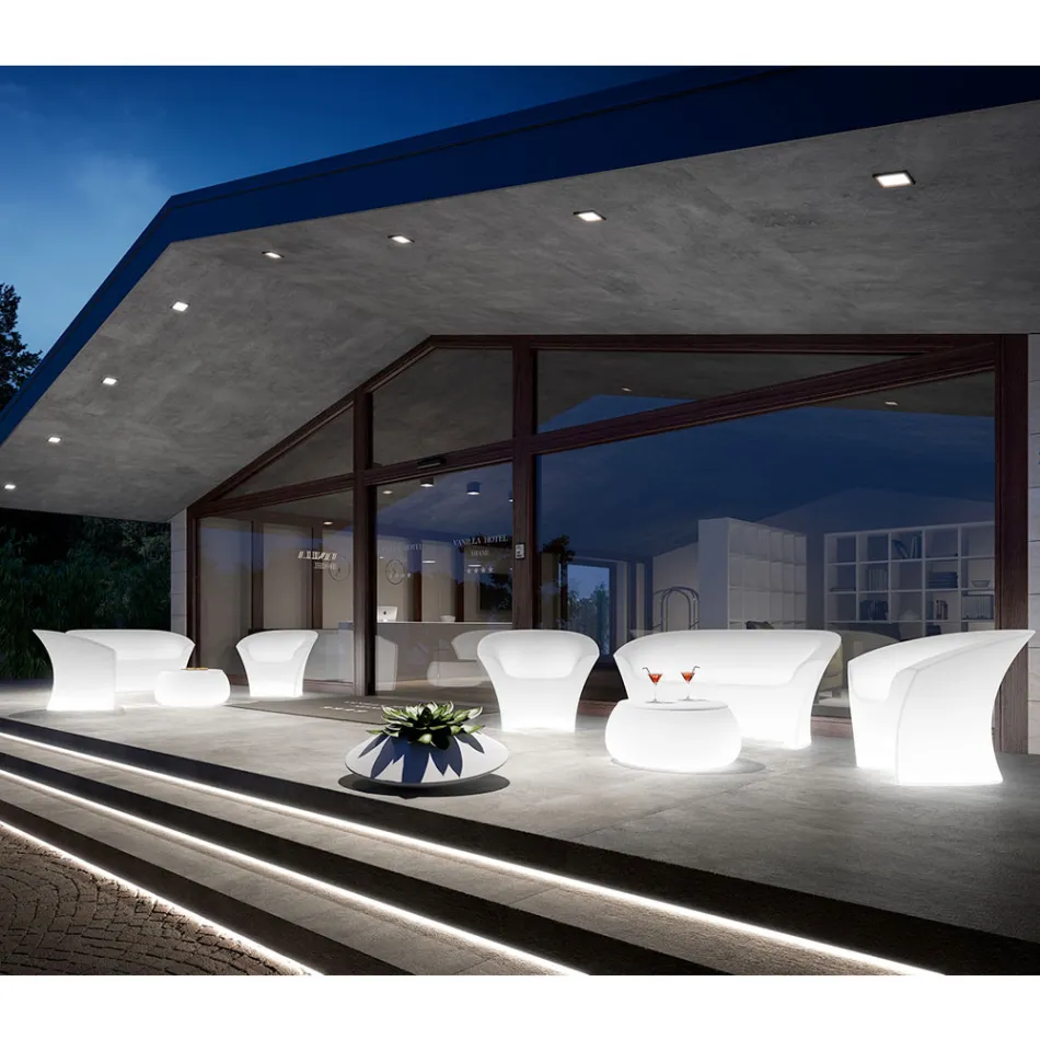 Canapea luminoasa de exterior din polietilena cu lumina LED Made in Italy - Conda Viadurini