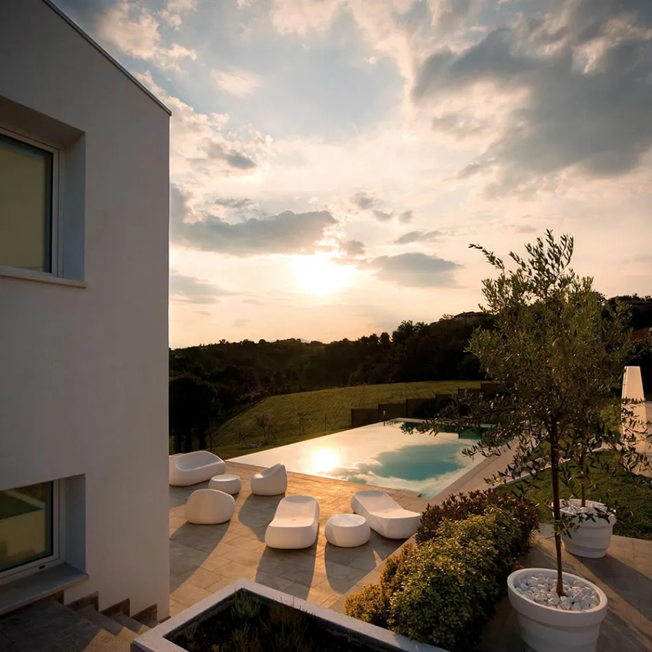 Canapea de exterior modernă din polietilenă de design Made in Italy - Ervin Viadurini