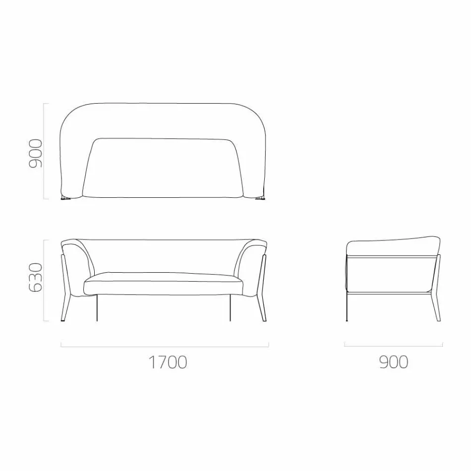 Canapea modernă pentru design detașabil în exterior sau interior Fabricat în Italia - Carmine Viadurini
