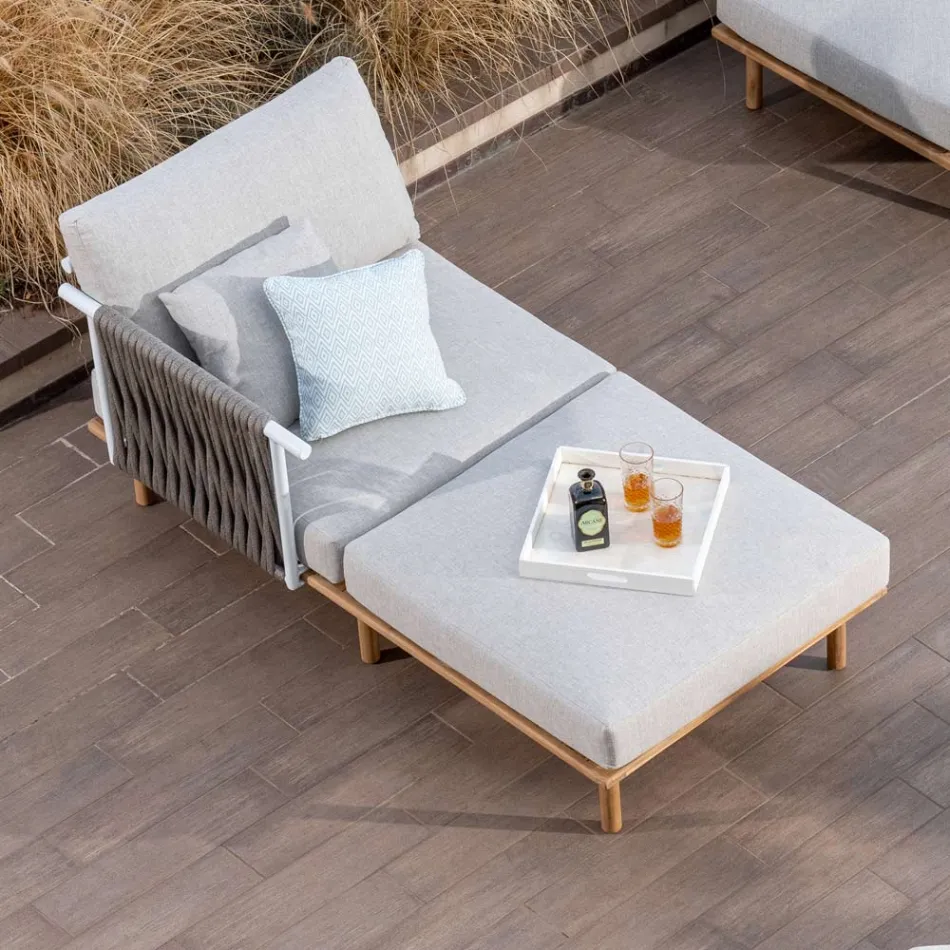 Canapea Modulara de Gradina cu 2 Spatare de Corda - Bellatrix Viadurini