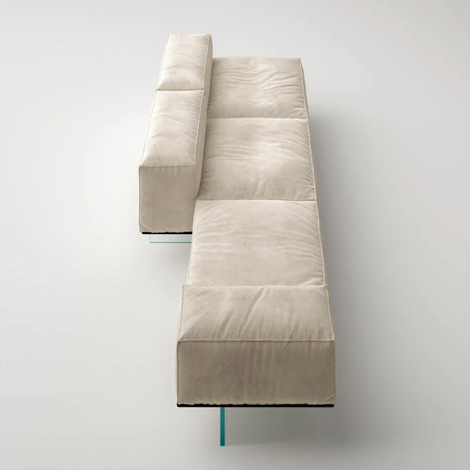 Saphir - Canapea modulară modernă cu bază din sticlă, fabricată în Italia Viadurini