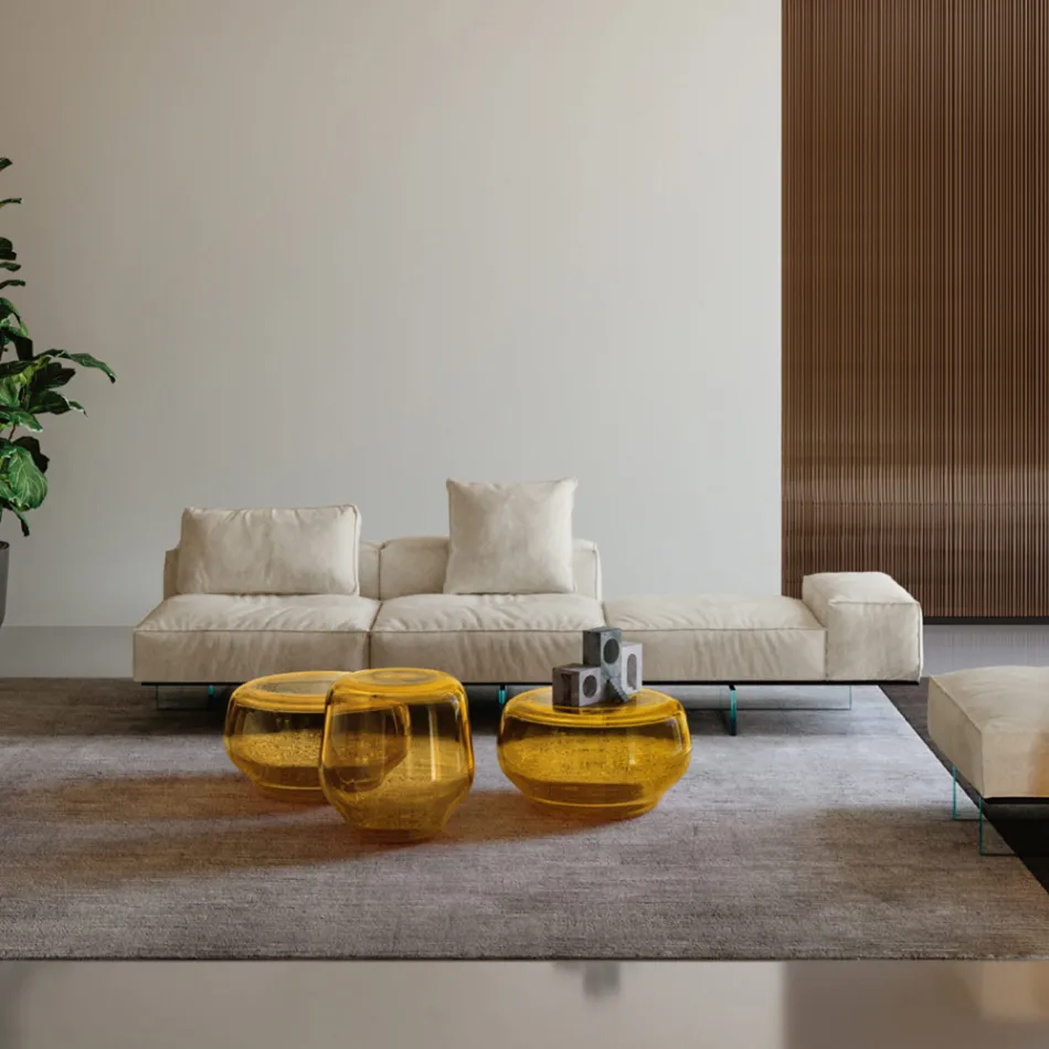 Saphir - Canapea modulară modernă cu bază din sticlă, fabricată în Italia Viadurini