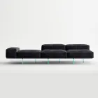 Saphir - Canapea modulară modernă cu bază din sticlă, fabricată în Italia Viadurini