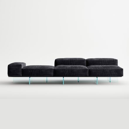 Saphir - Canapea modulară modernă cu bază din sticlă, fabricată în Italia Viadurini