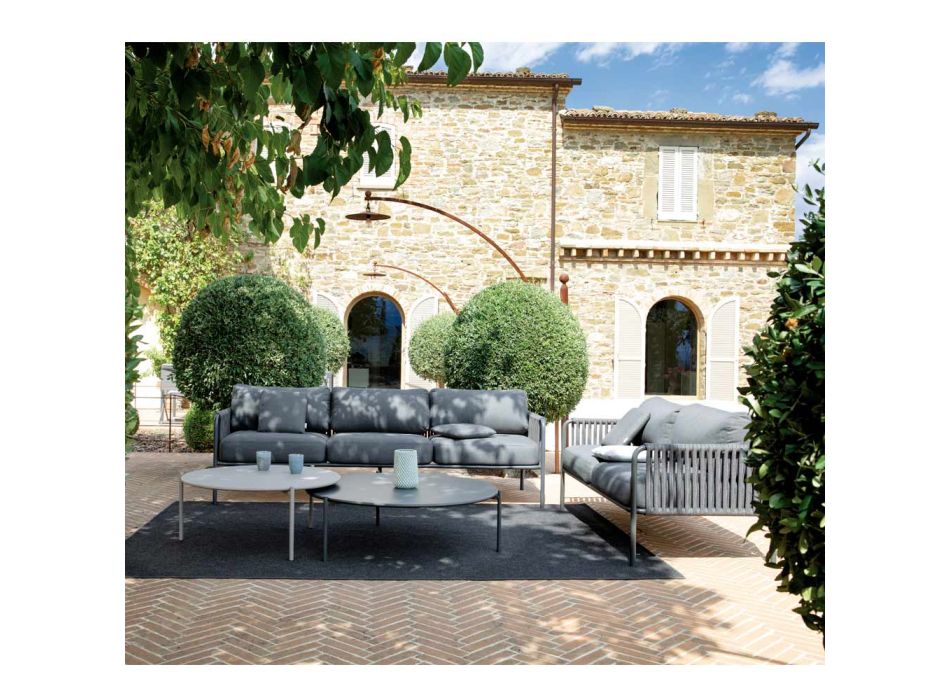 Canapea de exterior din Otel si Funie Diferite Marimi cu Perne Made in Italy - Helga Viadurini