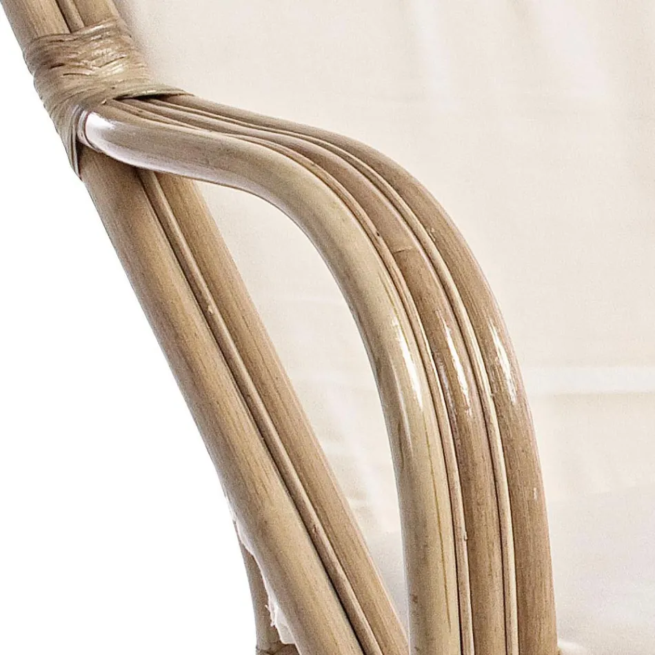 Canapea Exterioara 2 locuri pentru Gradina din Rattan Alb Perne - Maurizia Viadurini