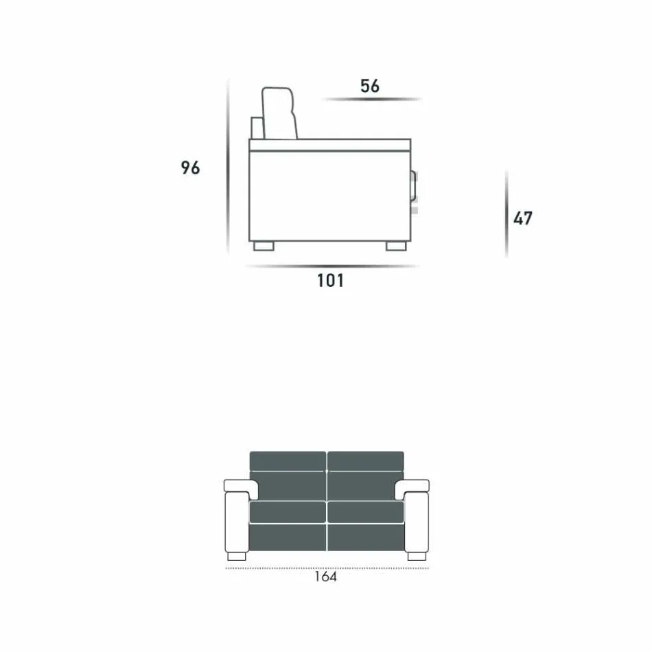 Canapea electrică relaxată cu 2 locuri, 2 scaune electrice Lilia, fabricate în Italia Viadurini