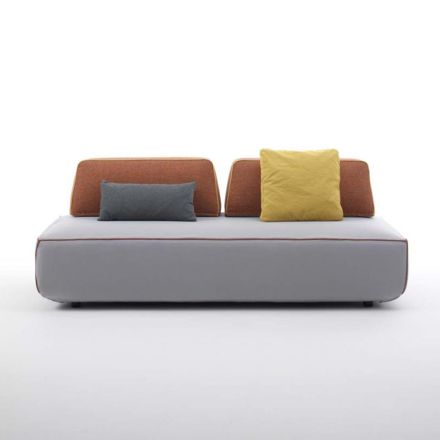 Canapea de living cu 2 locuri din stofa gri cu chenar Made in Italy - Ardenne Viadurini