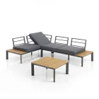 Canapea transformabilă în șezlong cu spătar reglabil și măsuță de cafea - Finir Viadurini