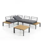 Canapea transformabilă în șezlong cu spătar reglabil și măsuță de cafea - Finir Viadurini