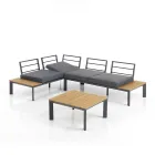 Canapea transformabilă în șezlong cu spătar reglabil și măsuță de cafea - Finir Viadurini