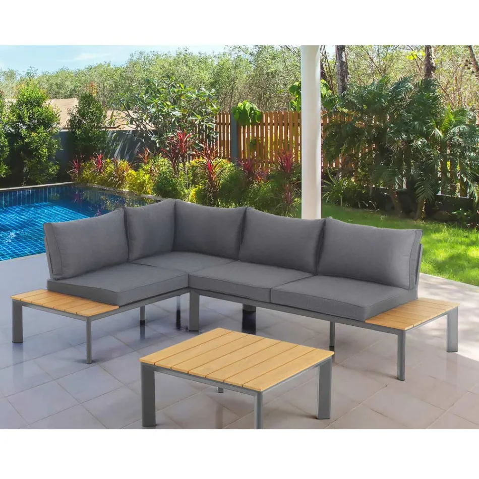 Canapea transformabilă în șezlong cu spătar reglabil și măsuță de cafea - Finir Viadurini