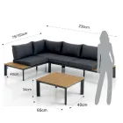 Canapea transformabilă în șezlong cu spătar reglabil și măsuță de cafea - Finir Viadurini