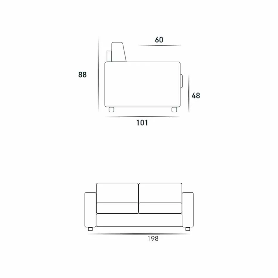 Canapea cu trei locuri de design modern din piele ecologică / țesătură fabricată în Italia Mora Viadurini