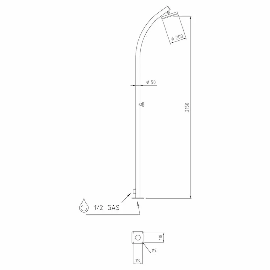 Duș de exterior cu șurub din oțel inoxidabil Fabricat în Italia - Yuki Viadurini