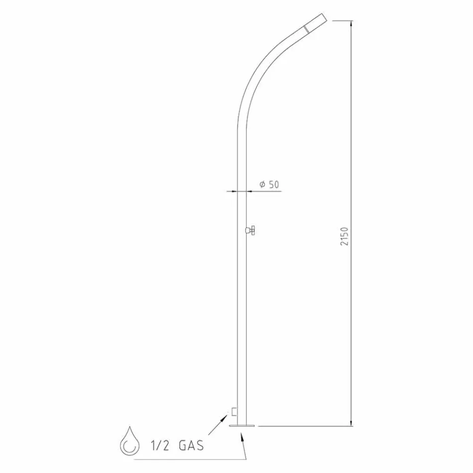 Duș de grădină cu cap de duș încorporat din oțel inoxidabil Fabricat în Italia - Yuki Viadurini