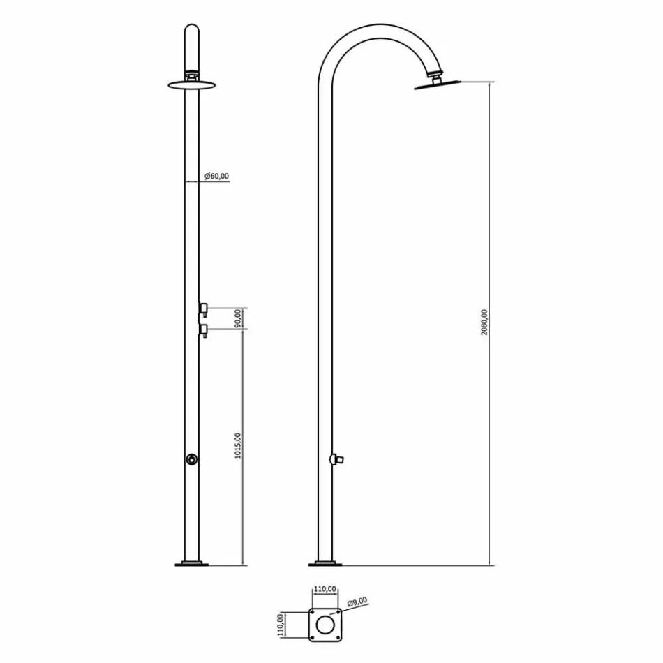 Duș de grădină din oțel inoxidabil cromat cu spălare pentru picioare Fabricat în Italia - Marlen Viadurini