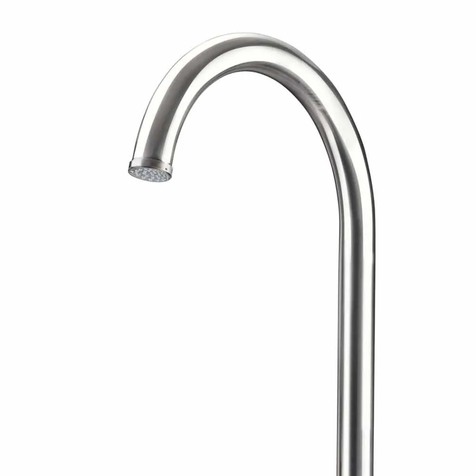 Duș de grădină din oțel inoxidabil cromat cu spălare pentru picioare Fabricat în Italia - Marlen Viadurini