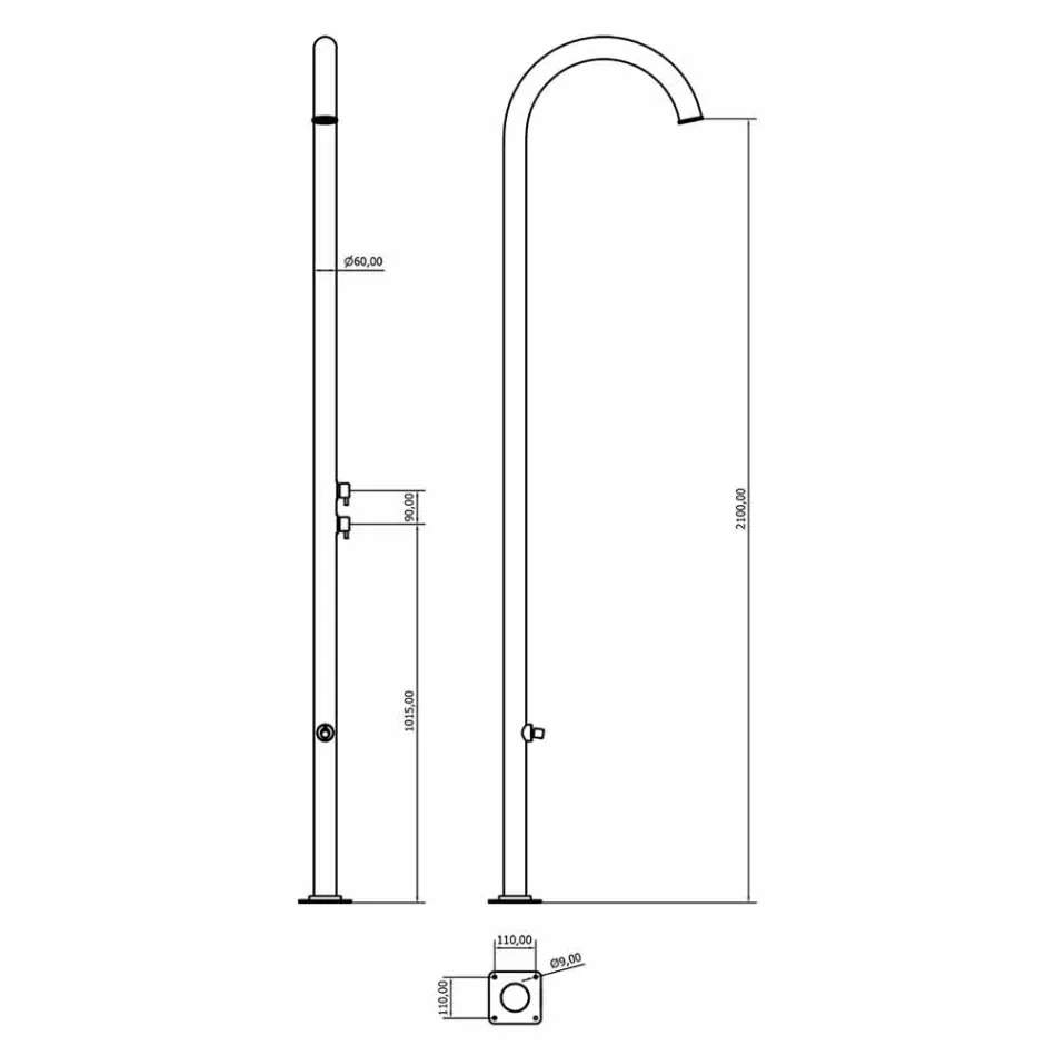 Duș de grădină din oțel inoxidabil cromat cu spălare pentru picioare Fabricat în Italia - Marlen Viadurini