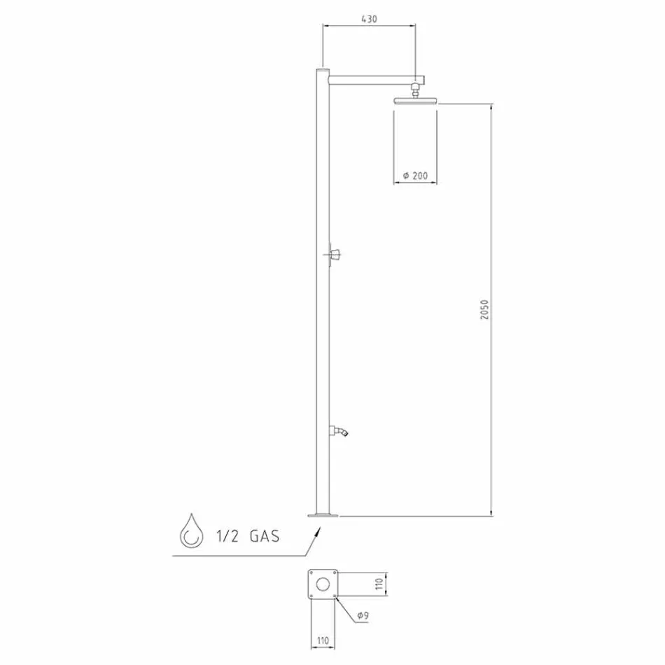 Duș de exterior din oțel inoxidabil cu robinet temporizat Fabricat în Italia - Modeo Viadurini