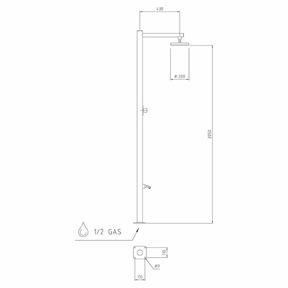 Duș de exterior din oțel inoxidabil cromat cu mixer Made in Italy - Modeo Viadurini