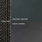 Scaun balansoar cu 2 locuri din metal si sfoara cu sezut din stofa Made in Italy - Mari Viadurini