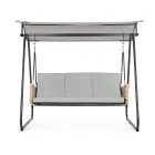 Leagăn exterior cu 3 locuri din oțel și cotiere din polirattan - Settle Viadurini