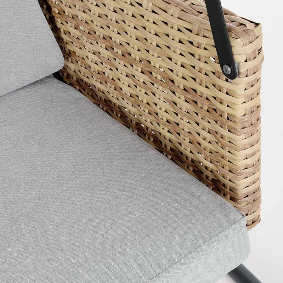 Leagăn exterior cu 3 locuri din oțel și cotiere din polirattan - Settle Viadurini