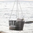 Leagăn de grădină din oțel cu funii și perne incluse Fabricat în Italia - Bronn Viadurini