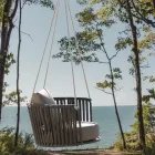 Leagăn de grădină din oțel cu funii și perne incluse Fabricat în Italia - Bronn Viadurini