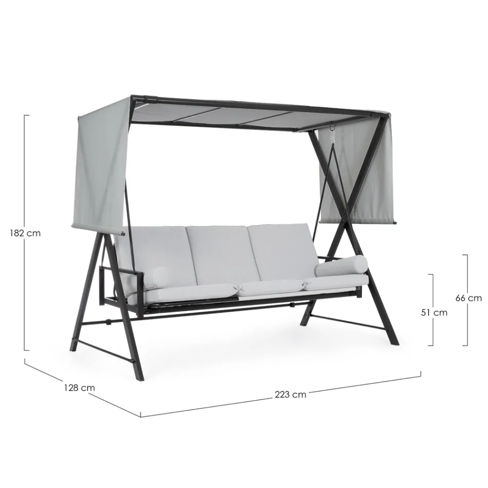 Leagăn convertibil într-un pat pentru grădină din oțel și țesătură - Recall  Viadurini