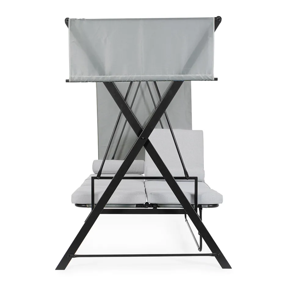 Leagăn convertibil într-un pat pentru grădină din oțel și țesătură - Rechemare  Viadurini