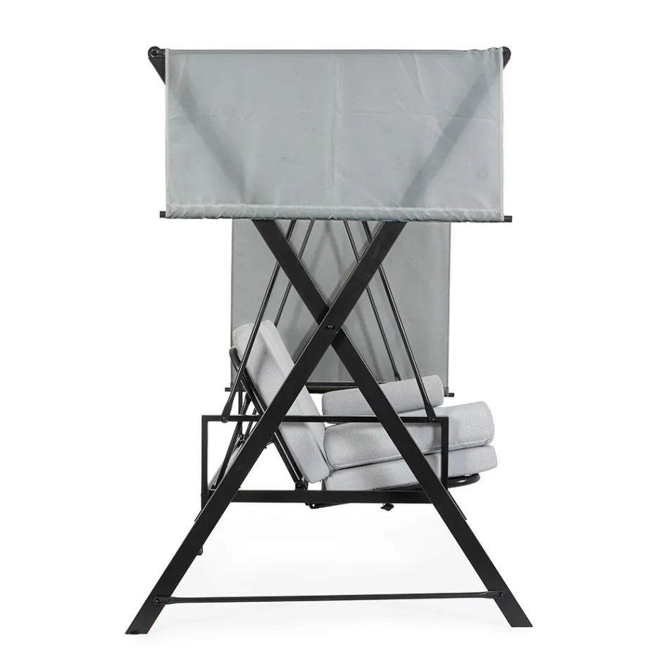 Leagăn convertibil într-un pat pentru grădină din oțel și țesătură - Recall  Viadurini